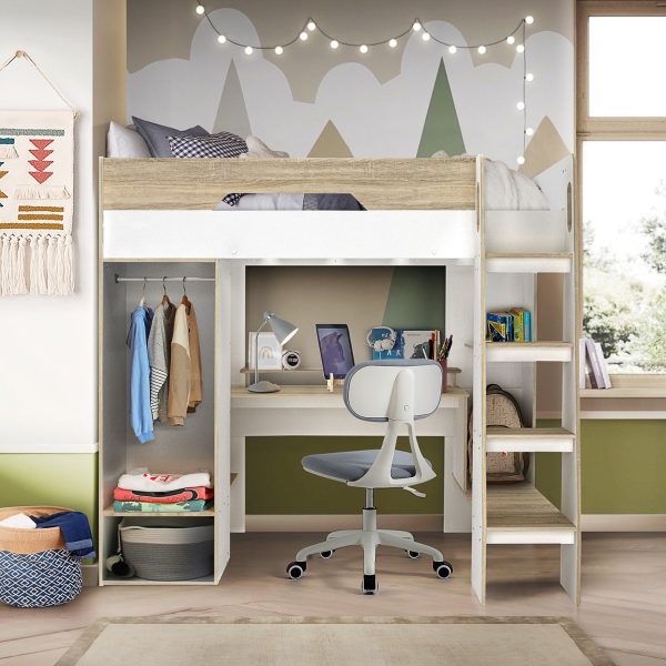 Kids Bunk Bed Frame & Study Table - MZBRK001